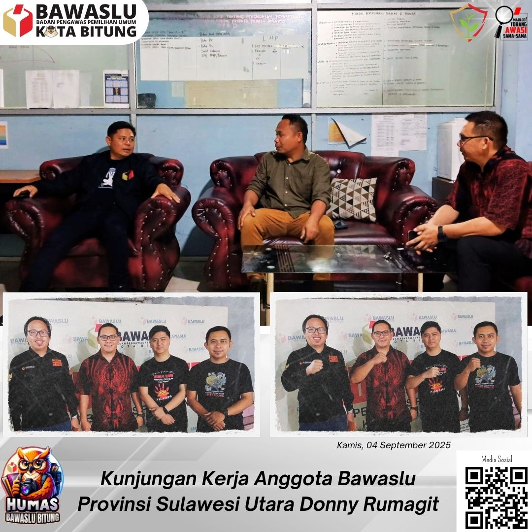 foto anggota bawaslu sulut didampingi anggota bawaslu bitung dan kasubag P3SPH