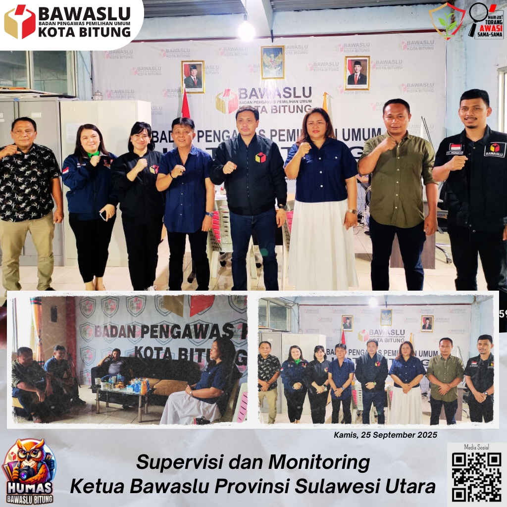 foto bersama ketua bawaslu provinsi sulut, ketua bawaslu bitung, anggota dan staf 