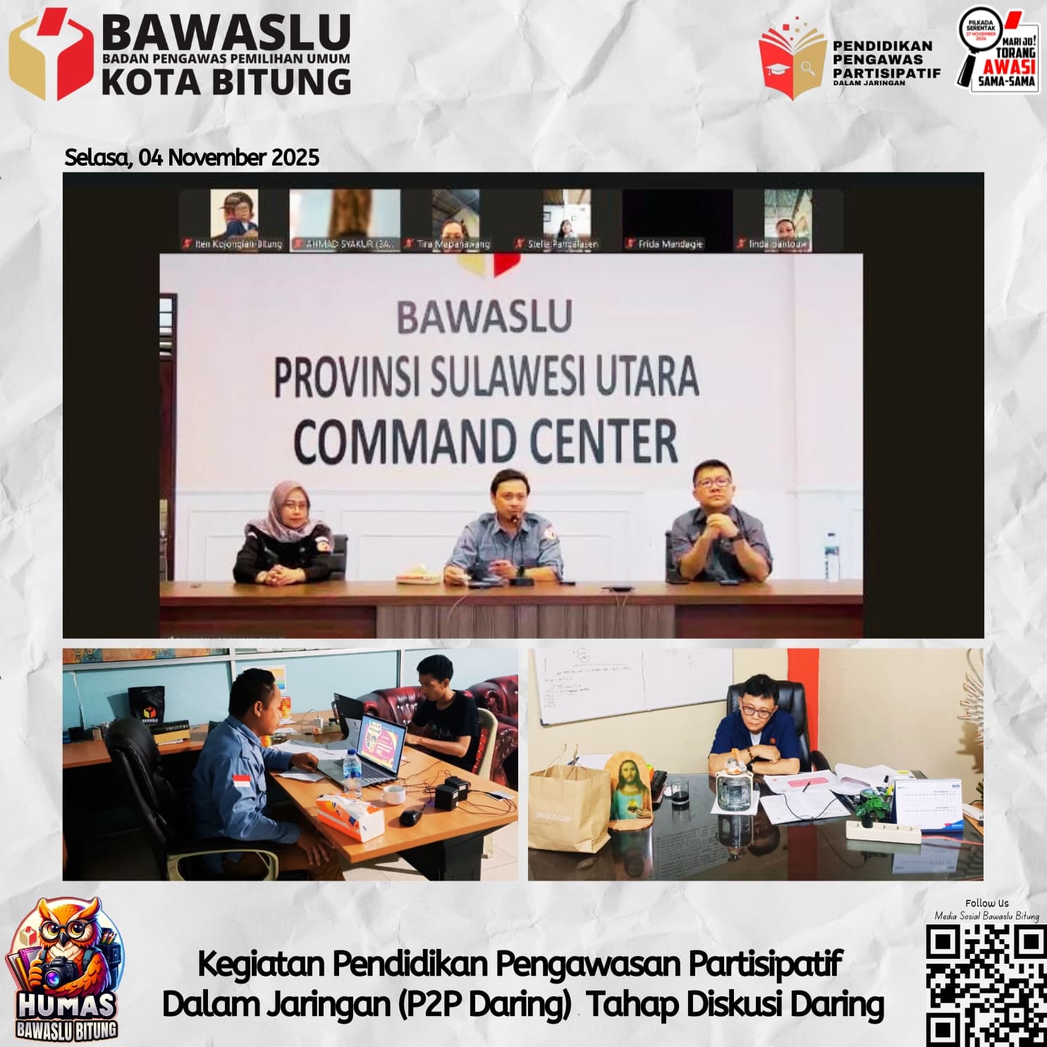 foto bersama ketua bawaslu provinsi sulut, Anggota Bawaslu Provinsi Sulut dan Anggota Bawaslu Kota Bitung