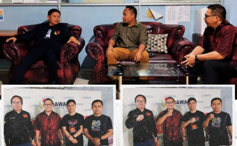 foto anggota bawaslu sulut didampingi anggota bawaslu bitung dan kasubag P3SPH
